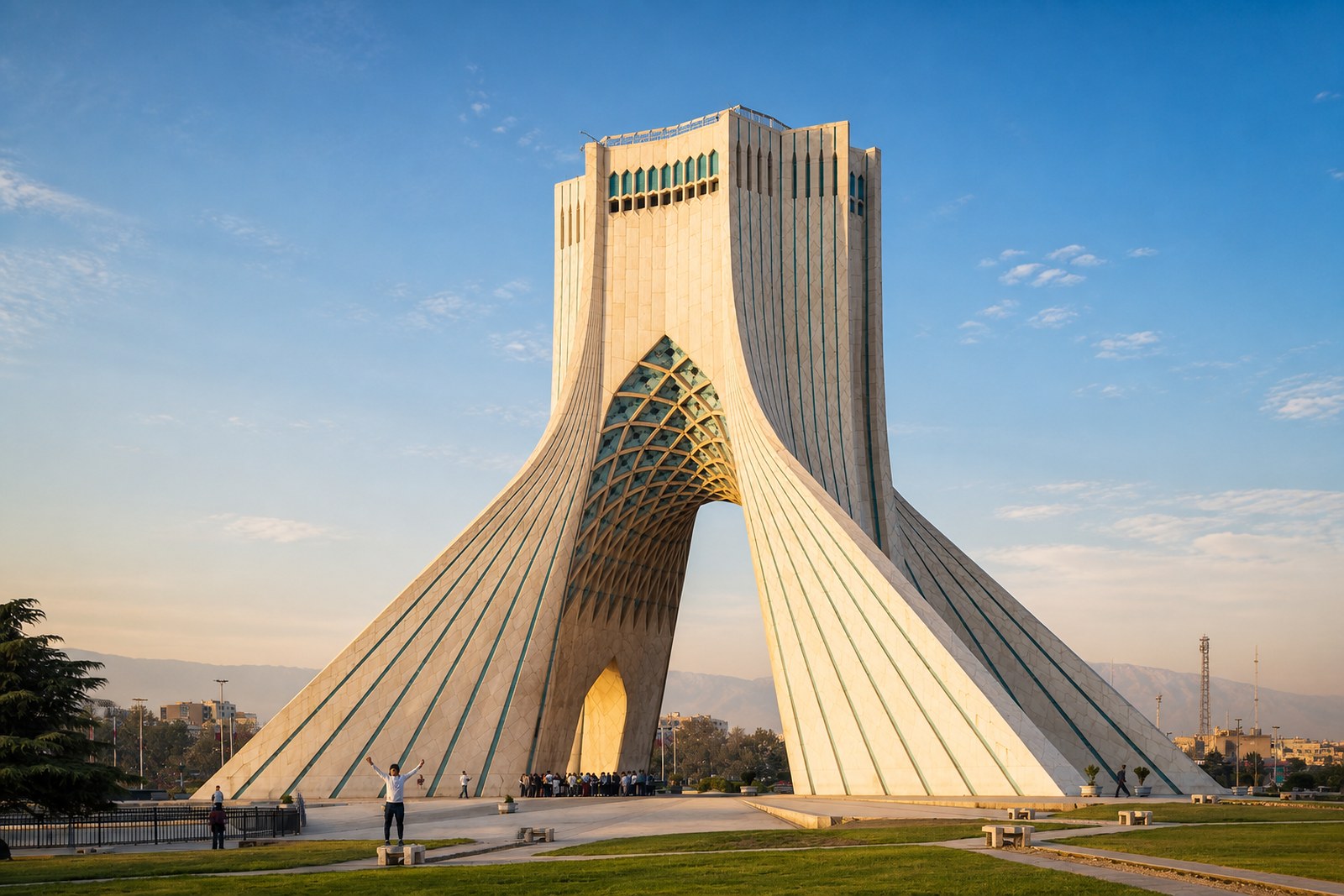 The Azadi Tower rising over its square in Tehran, Iran